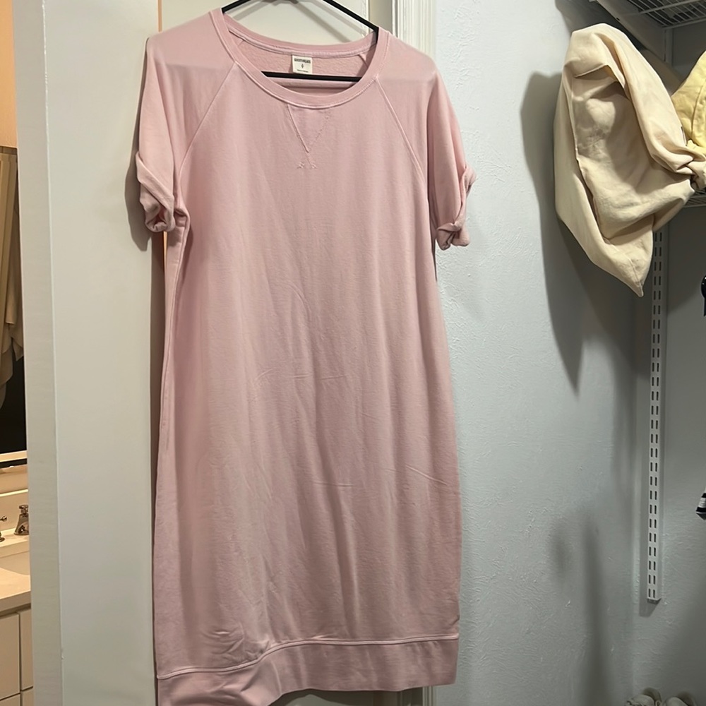 Pink Short Sleeve Sweatshirt Dress, NWT